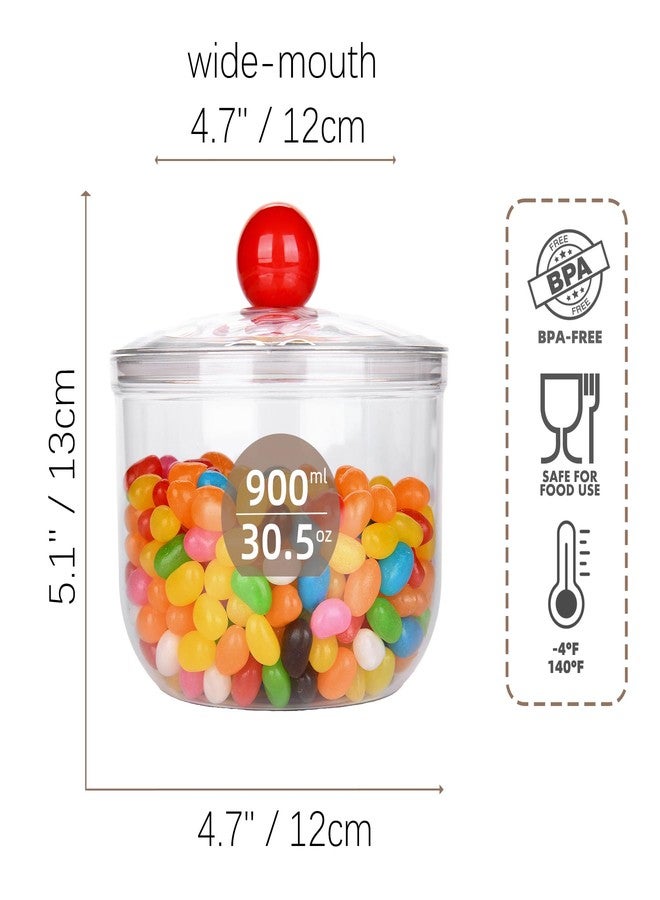 Custde 30 floz Clear Plastic Candy Jar with Lid - Airtight Multi-Purpose Storage for Candy, Cookies, Coffee & More - Ideal for Kitchen, Office, Bathroom (30 fl oz) - Image 2